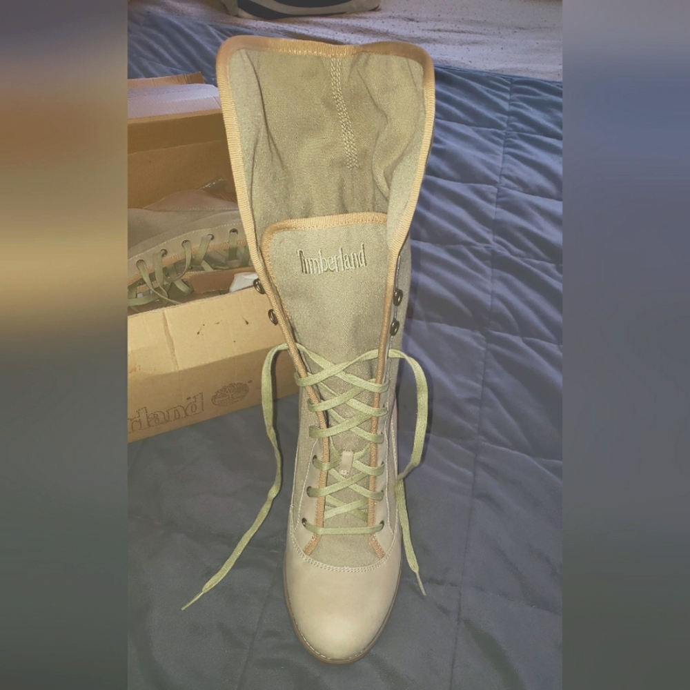NEW TIMBERLAND LACE UP CANVAS BOOTS 3" HEEL SIZE 11M